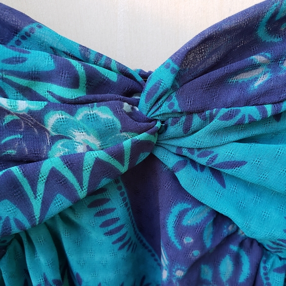 Free People Blue Babydoll Bust Twist Print Dress S - Picture 7 of 15